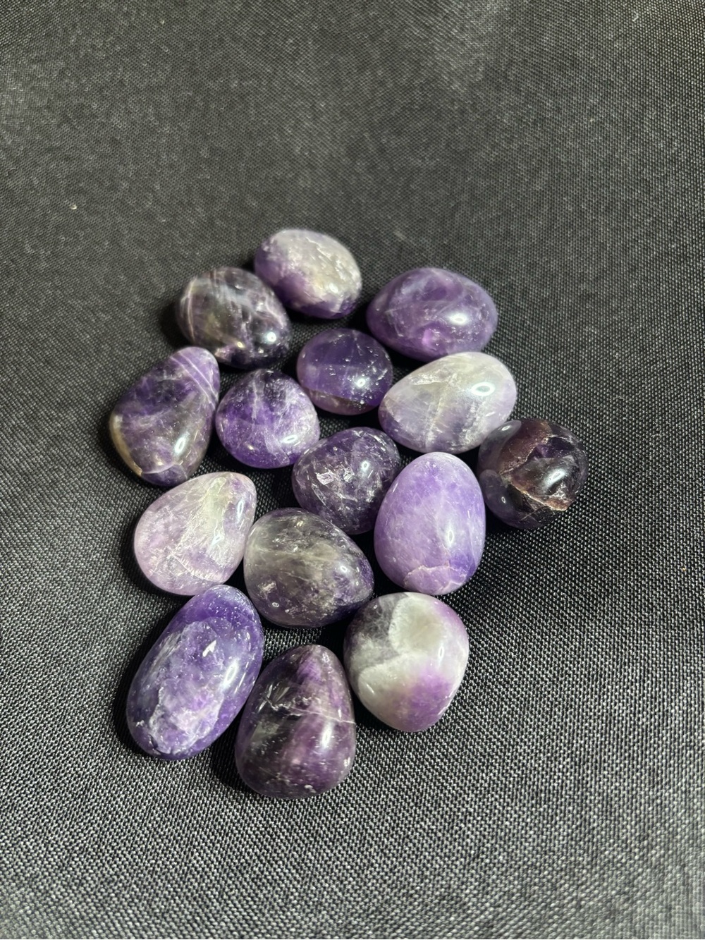 Polished Set of 15 Amethyst Tumbled Gemstone - Purple Healing Stones